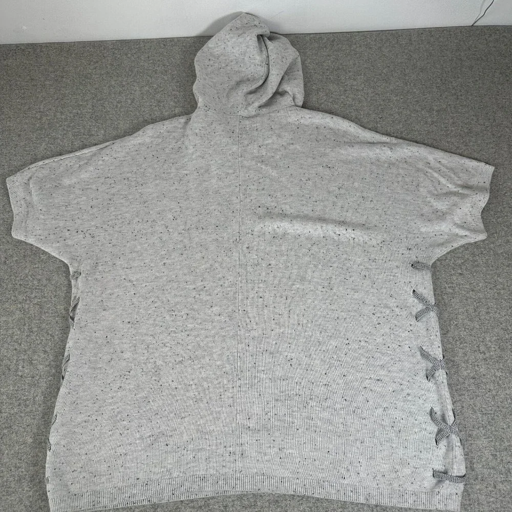 Cabi Small Womens Sweater Hooded Oversized Gray Long Dolman‎ Short Sleeve